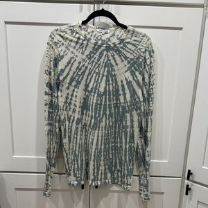 Cotton Citizen Cream and Gray Tie-Dye Long Sleeve Top